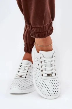 Buty damskie Vinceza Damskie Skórzane Buty Sportowe Vinceza 79532 Białe