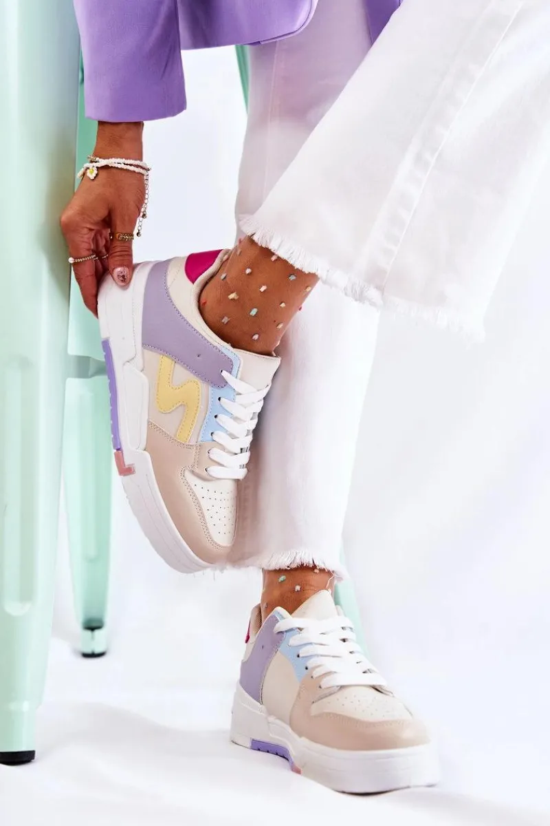 Sale Boto Damskie Skórzane Buty Sportowe Beżowe Francis