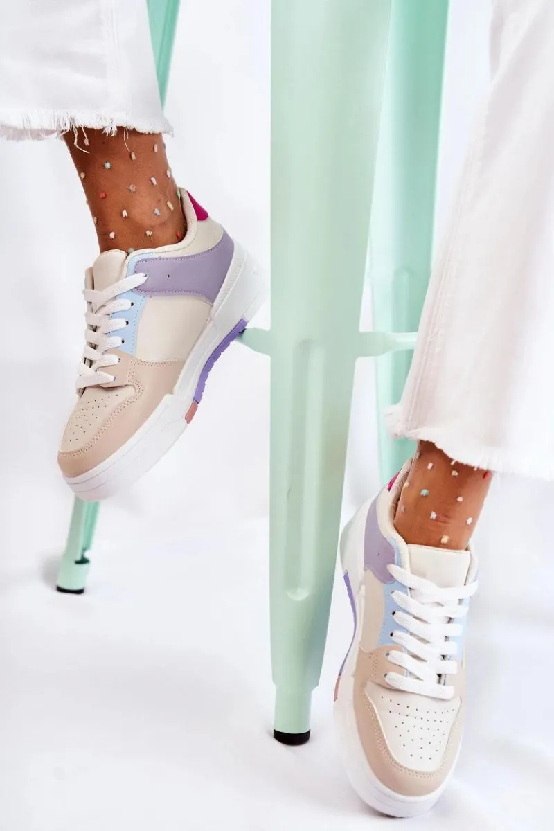 Sale Boto Damskie Skórzane Buty Sportowe Beżowe Francis