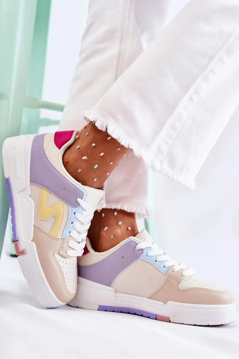 Sale Boto Damskie Skórzane Buty Sportowe Beżowe Francis