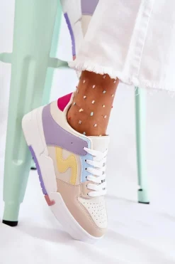 Sale Boto Damskie Skórzane Buty Sportowe Beżowe Francis