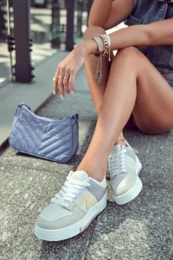 Sale Boto Damskie Skórzane Buty Sportowe Beżowe Francis