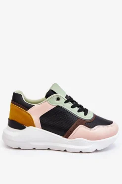 Buty Sportowe Na Platformie|Sneakersy Damskie>Boto Damskie Skórzane Buty Sportowe Na Platformie Czarno-Zielone Chaya