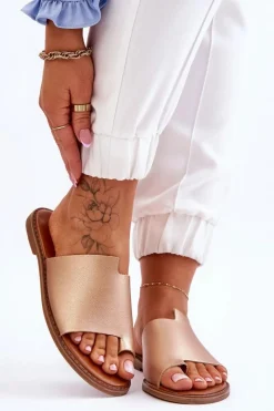 Best Damskie Skórzane Klapki Japonki Złote Amite Damskie Klapki Damskie Japonki