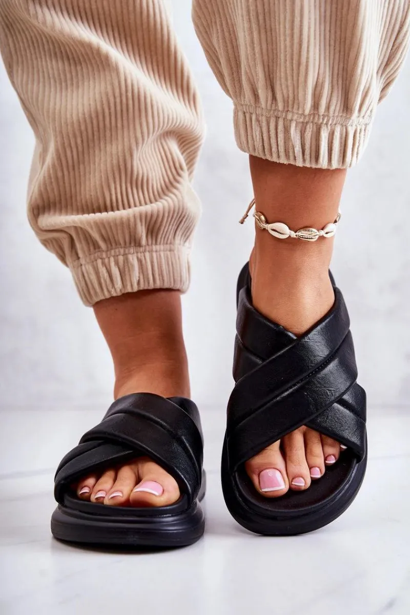 Clearance Boto Damskie Skórzane Klapki La.Fi Czarne Silla