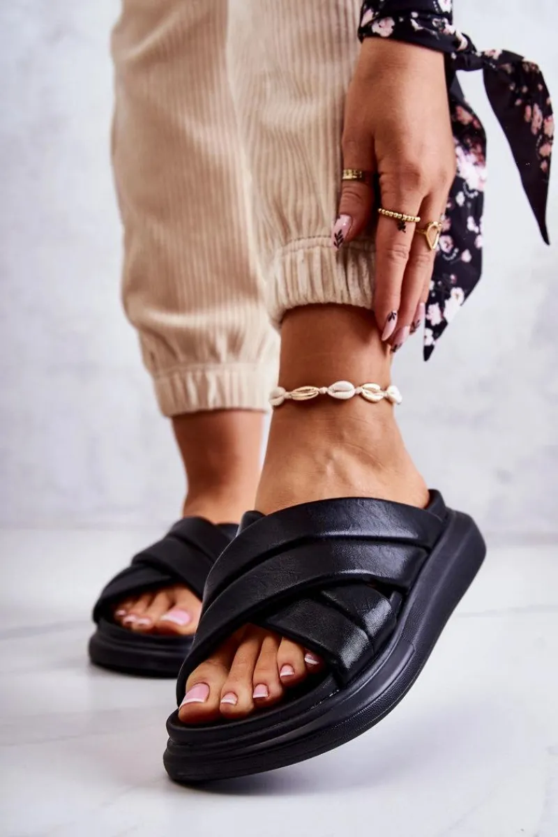 Clearance Boto Damskie Skórzane Klapki La.Fi Czarne Silla