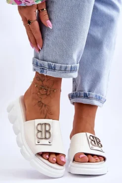 New Buty damskie Vinceza Damskie Skórzane Klapki Na Platformie Z Ozdobą Beżowe Monroe