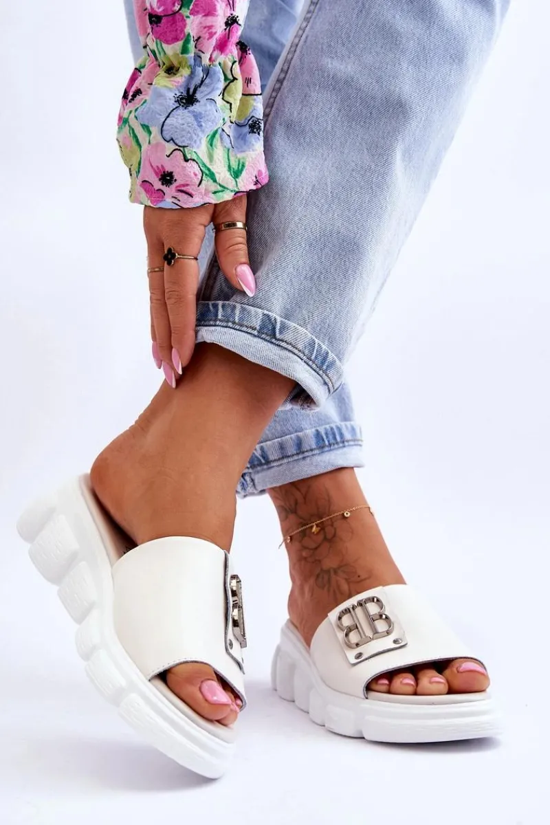 New Buty damskie Vinceza Damskie Skórzane Klapki Na Platformie Z Ozdobą Beżowe Monroe