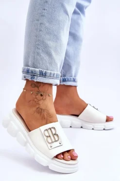 New Buty damskie Vinceza Damskie Skórzane Klapki Na Platformie Z Ozdobą Beżowe Monroe