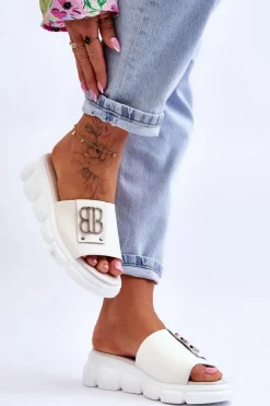 New Buty damskie Vinceza Damskie Skórzane Klapki Na Platformie Z Ozdobą Beżowe Monroe