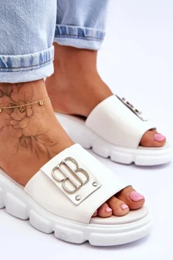 New Buty damskie Vinceza Damskie Skórzane Klapki Na Platformie Z Ozdobą Beżowe Monroe