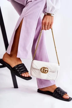 Best Boto Damskie Skórzane Klapki Z Pikowaniem Czarne Raula