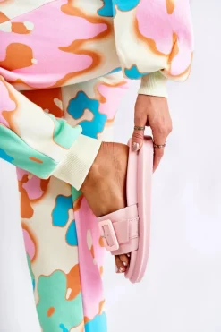 Online Boto Damskie Skórzane Klapki Z Klamrą Różowe Devia