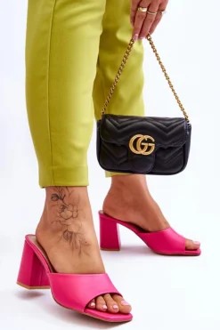 New Boto Damskie Skórzane Klasyczne Klapki Fuksja Loara