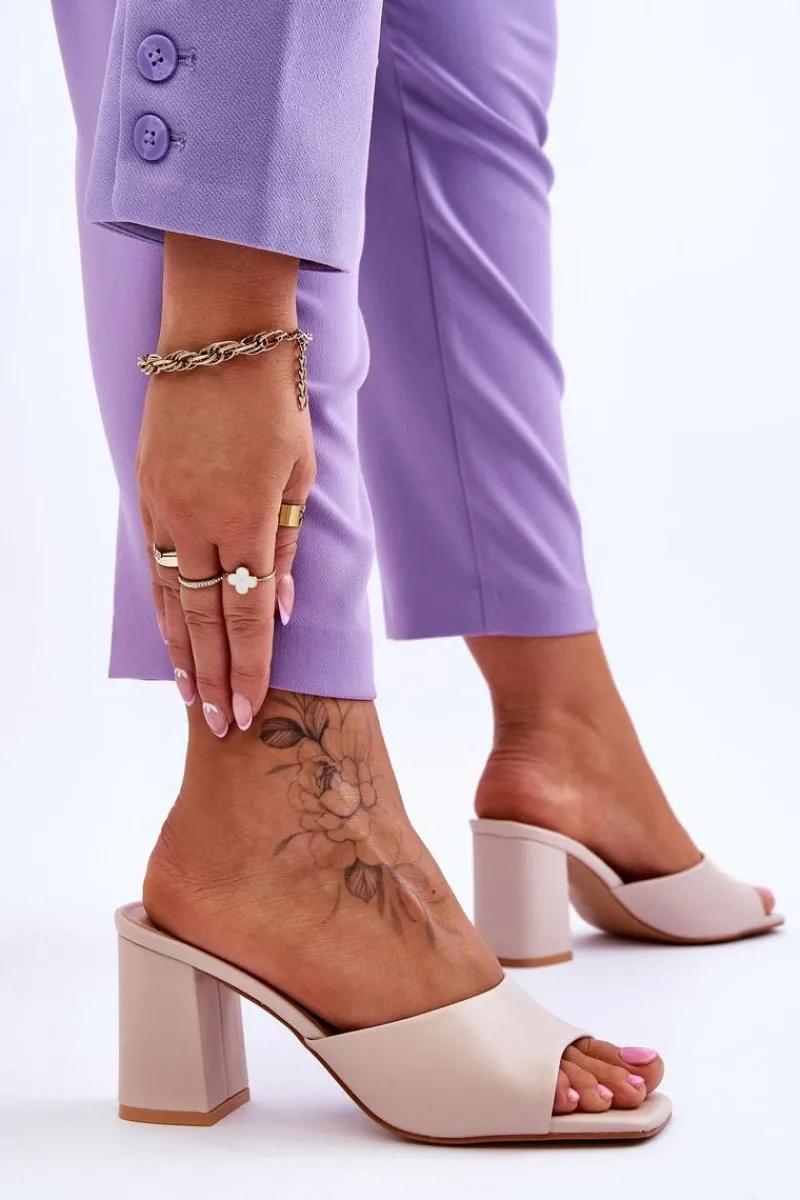 Klapki Na Obcasie|Klapki Damskie Klasyczne>Boto Damskie Skórzane Klasyczne Klapki Beżowe Loara