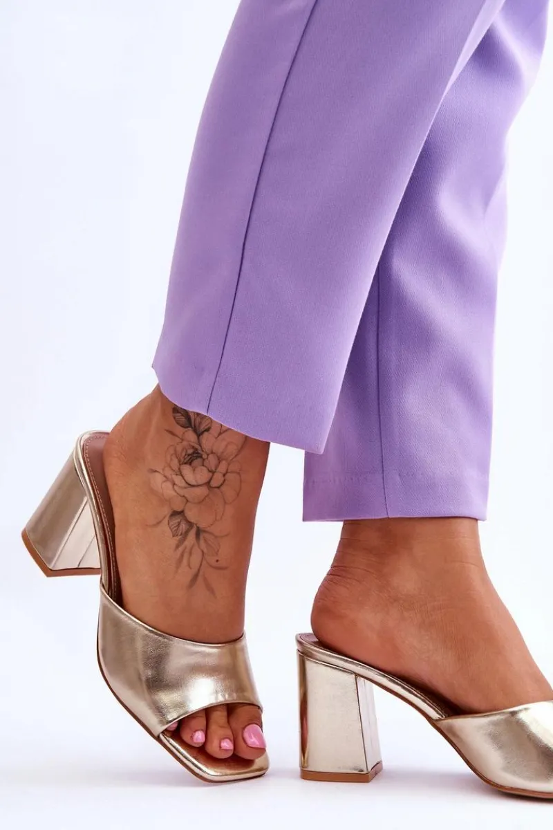 Hot Boto Damskie Skórzane Klasyczne Klapki Złote Loara