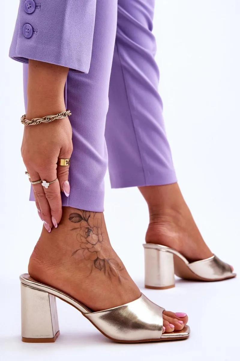 Hot Boto Damskie Skórzane Klasyczne Klapki Złote Loara