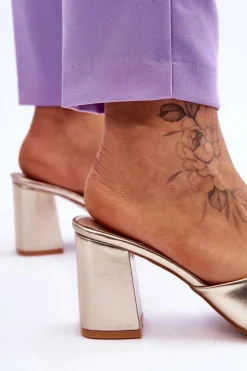 Hot Boto Damskie Skórzane Klasyczne Klapki Złote Loara