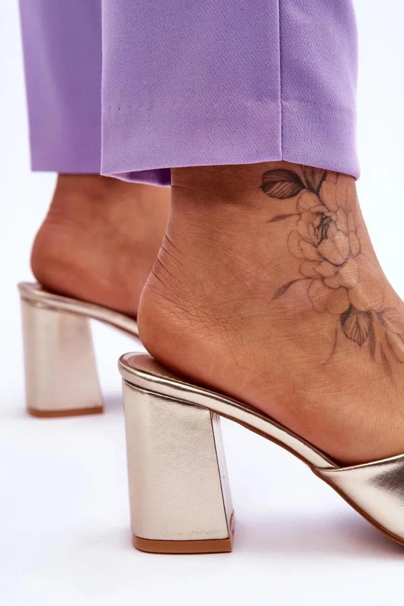 Hot Boto Damskie Skórzane Klasyczne Klapki Złote Loara