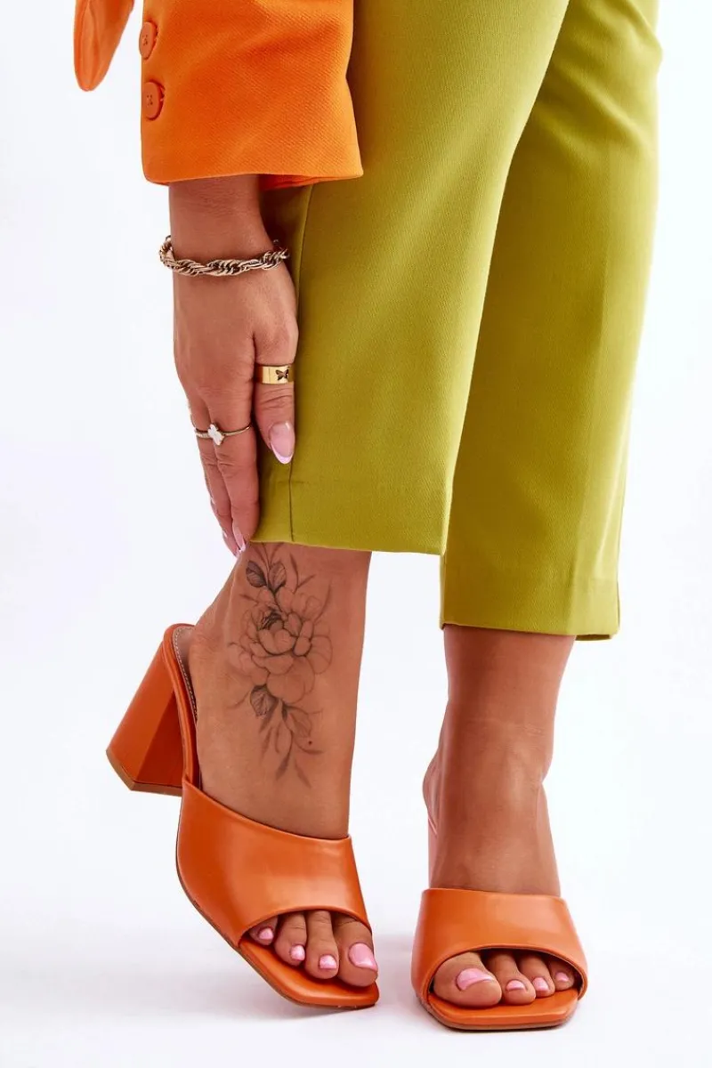 Klapki Na Obcasie|Klapki Damskie Klasyczne>Boto Damskie Skórzane Klasyczne Klapki Pomarańczowe Loara