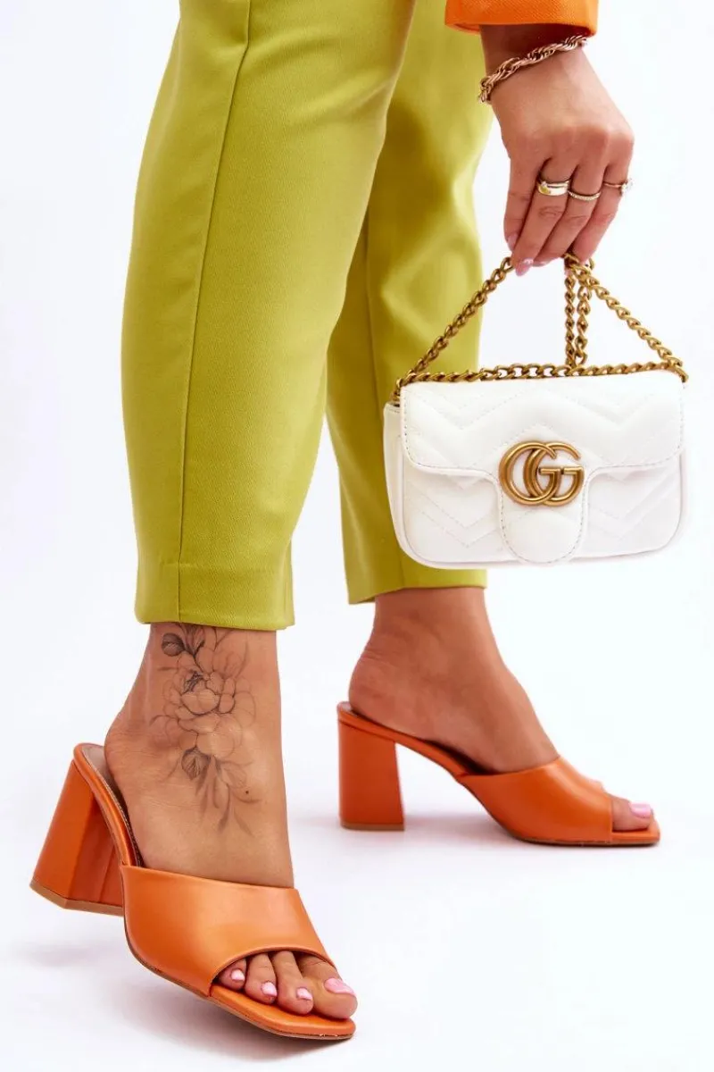 Klapki Na Obcasie|Klapki Damskie Klasyczne>Boto Damskie Skórzane Klasyczne Klapki Pomarańczowe Loara