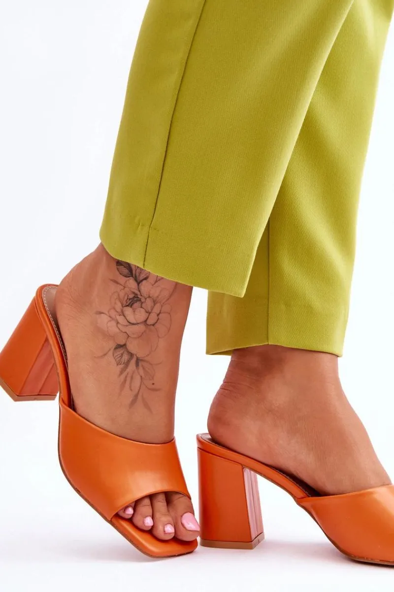 Klapki Na Obcasie|Klapki Damskie Klasyczne>Boto Damskie Skórzane Klasyczne Klapki Pomarańczowe Loara