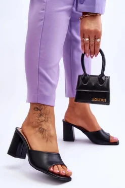 Sale Boto Damskie Skórzane Klasyczne Klapki Czarne Loara