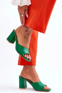 Sale Boto Damskie Skórzane Klasyczne Klapki Zielone Loara