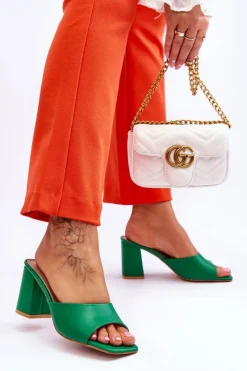 Sale Boto Damskie Skórzane Klasyczne Klapki Zielone Loara