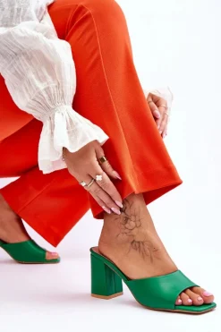 Sale Boto Damskie Skórzane Klasyczne Klapki Zielone Loara