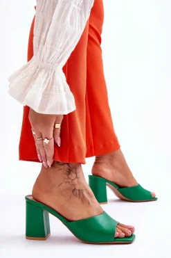 Sale Boto Damskie Skórzane Klasyczne Klapki Zielone Loara