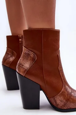 Best Damskie Skórzane Kowbojki Botki Brązowe Fiorene Damskie Botki Na Słupku|Botki Na Obcasie