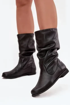 Best Maciejka Damskie Skórzane Kozaki 05057-20 Czarne Czarny