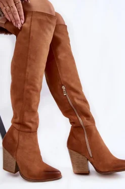 Muszkieterki|Kozaki Za Kolano>Boto Damskie Skórzane Kozaki Muszkieterki Lewski 2833 Camel