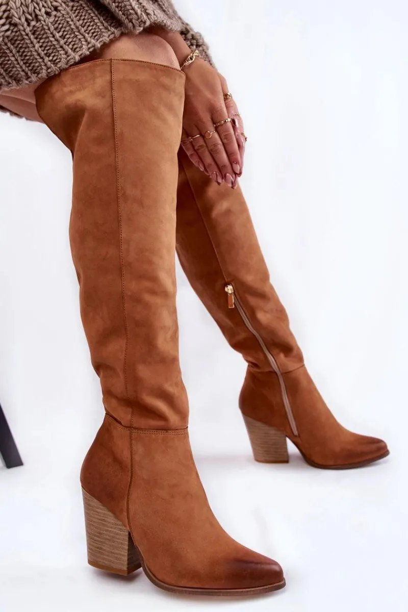 Muszkieterki|Kozaki Za Kolano>Boto Damskie Skórzane Kozaki Muszkieterki Lewski 2833 Camel
