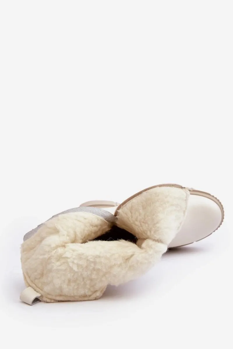 Kozaki Na Koturnie|Kozaki Przed Kolano>Zazoo Damskie Skórzane Kozaki Z Wełną Kremowe Bayla