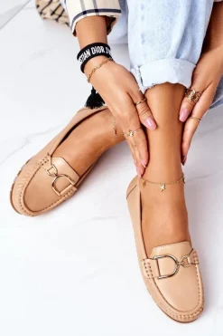 Best Boto Damskie Skórzane Mokasyny Jasny Brąz Downtown