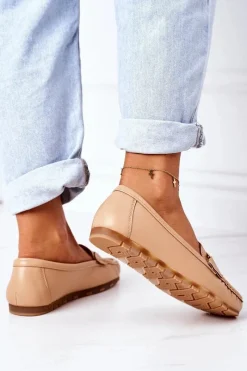 Best Boto Damskie Skórzane Mokasyny Jasny Brąz Downtown