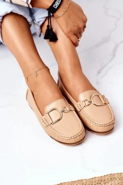 Best Boto Damskie Skórzane Mokasyny Jasny Brąz Downtown