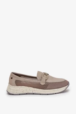 Loafersy Damskie|Mokasyny Damskie Zamszowe></noscript>Damskie buty S.Barski Damskie Skórzane Mokasyny D&A TW210 Szare Szary