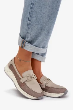 Loafersy Damskie|Mokasyny Damskie Zamszowe></noscript>Damskie buty S.Barski Damskie Skórzane Mokasyny D&A TW210 Szare Szary