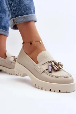 Mokasyny Damskie Skórzane><noscript><img width=