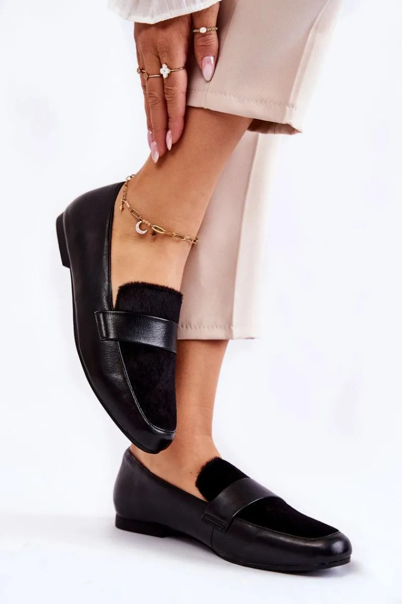 Clearance Boto Damskie Skórzane Mokasyny La.Fi 210018B-PUF Czarne