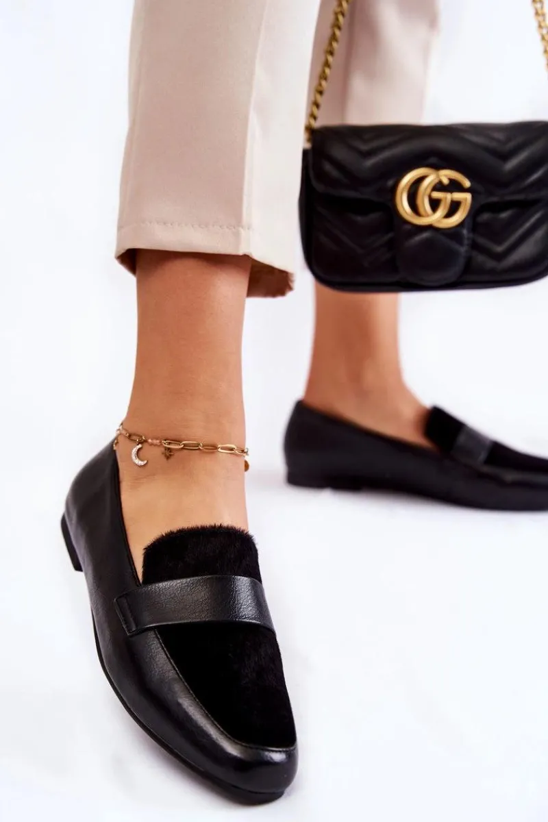 Clearance Boto Damskie Skórzane Mokasyny La.Fi 210018B-PUF Czarne