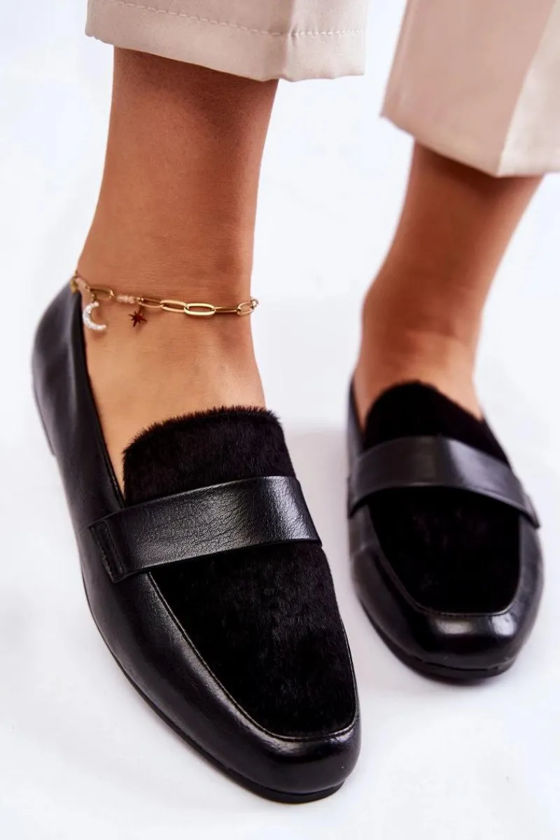 Clearance Boto Damskie Skórzane Mokasyny La.Fi 210018B-PUF Czarne