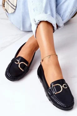 Sale Damskie Skórzane Mokasyny Czarne Downtown Damskie Mokasyny Damskie Skórzane