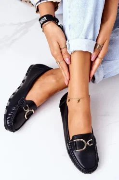 Sale Damskie Skórzane Mokasyny Czarne Downtown Damskie Mokasyny Damskie Skórzane