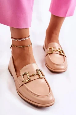 Online Damskie Skórzane Mokasyny Nude Coriso Damskie Mokasyny Damskie Skórzane