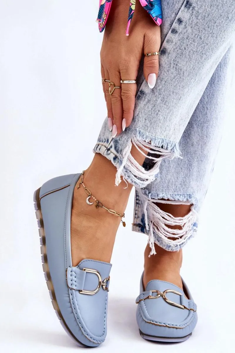 Best Damskie Skórzane Mokasyny Jasnoniebieskie Downtown Damskie Mokasyny Damskie Skórzane