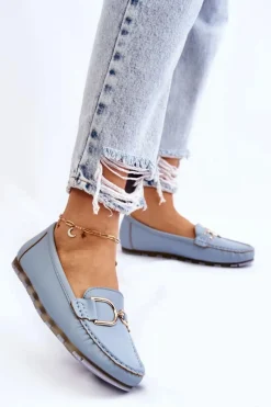 Best Damskie Skórzane Mokasyny Jasnoniebieskie Downtown Damskie Mokasyny Damskie Skórzane